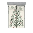 thumbnail image 1 of Christmas Fitted Sheet & Pillow Sham Set, Fairies with Wands Tree Hand Drawn Style with Wreath Stockings Image, Decorative Printed 6 Piece Bedding Decor Set, Calking, Red Green, by Ambesonne, 1 of 3
