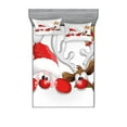 thumbnail image 1 of Christmas Fitted Sheet & Pillow Sham Set, Funny Christmas Santa Claus Reindeer Peeking Cartoon Style Humor, Decorative Printed 6 Piece Bedding Decor Set, Full, Vermilion Caramel White, by Ambesonne, 1 of 3