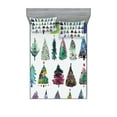 thumbnail image 1 of Christmas Fitted Sheet & Pillow Sham Set, Watercolor Christmas Theme Fir Trees Abstract Silhouettes Illustration, Decorative Printed 6 Piece Bedding Decor Set, Queen, Multicolor, by Ambesonne, 1 of 3