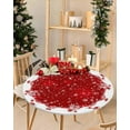 thumbnail image 1 of Christmas Fitted Tablecloth for Round Tables,Xmas Light Ball Waterproof Table Cover with Elastic Edge,Winter Snowflake Red Kitchen Circle Table Cloth for Indoor Outdoor Decor 45"-54" in, 1 of 4