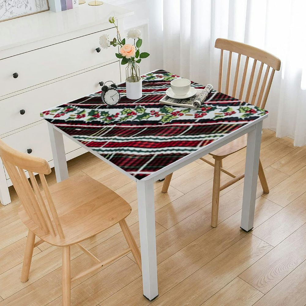 Christmas Fitted Tablecloth Square, Xmas Elastic Edge Home Decor