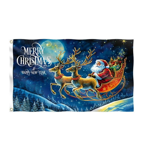 Christmas Flag 3x5 ft with eyelets - Christmas Banner Santa Claus - Vivid Digital Print - 110Den Thick polyester - Double Seam