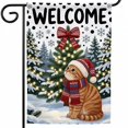 Christmas Flag,A welcome card with a cat sitting in front of a ...