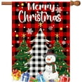 thumbnail image 1 of Christmas Flag, Christmas Flags 28 x 40 Double Sided, Merry Christmas Tree Snowman with Buffalo Plaid Check Burlap Large Winter House Flag Holiday Banners Decorations for Outdoor Garden Outside Lawn, 1 of 6