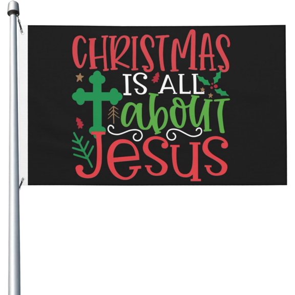 Christmas Flag Christmas Is All About Jesus Flag For Room Guys Double Sided Novelty Flags Outdoor Banner For Girls Room 3x5 Ft, Christmas Is All About Jesus Tapestry For Office
