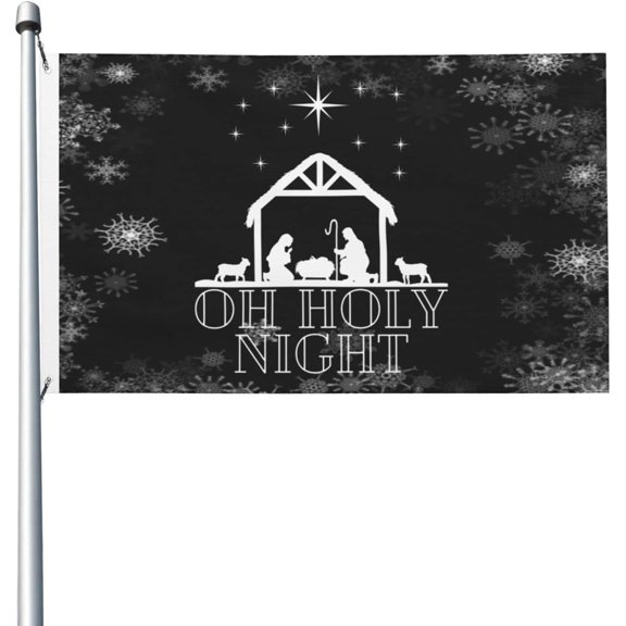 Christmas Flag Oh Holy Night Flag Double Sided Fun Flags Wall Decor For House 3x5 Ft, Oh Holy Night Tapestry For Dorm