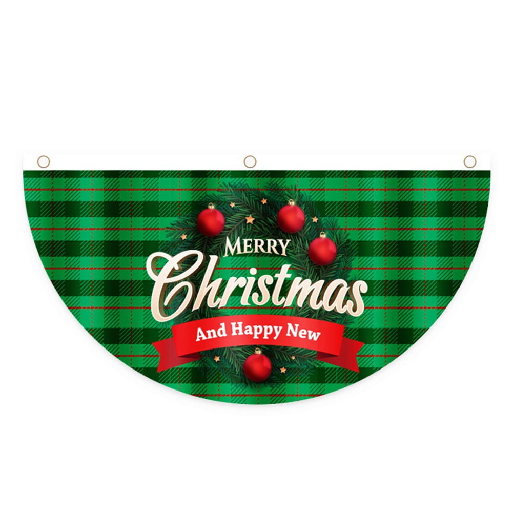 Christmas Flag Outdoor Bunting Flags Christmas Half Fan Flag Banner for