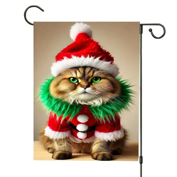 Christmas Flag Winter Garden Garden Double Holiday Banner 11.81x17.72 Inch Festive Cat Yard Xmas Outdoor Seasonal Gardens, Christmas Decor