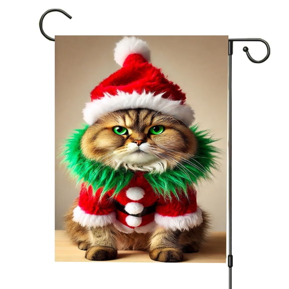 Christmas Flag Winter Garden Garden Double Holiday Banner 11.81x17.72 Inch Festive Cat Yard Xmas Outdoor Seasonal Gardens, Christmas Decor