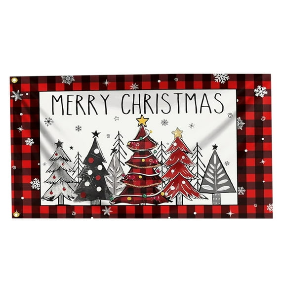 Christmas Flag with eyelets - Christmas Banner Santa Claus - Vivid Digital Print - 110Den Thick polyester,1pcs