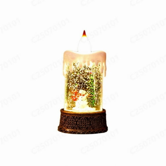 Christmas Flameless Candle, Snow Globe Candles Light with Fluttering Sequins, Battery Operated Taper Candle for Home Party Christmas Decoration