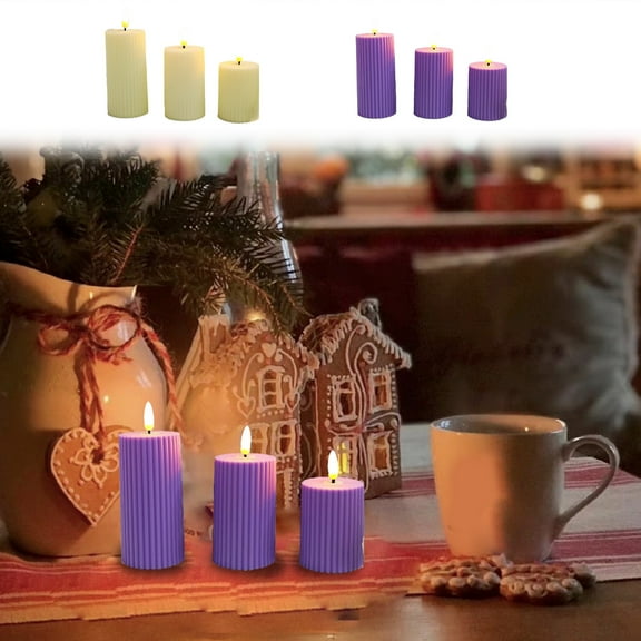 Christmas Flameless Candles,2025 New Candle Lights with 3 Color Remote Control,3D Flickering LED Candle String Lights for Christmas Trees,Fireplaces,Church,Wedding (Three-piece set)