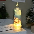 Christmas Flameless Candles With Santa Snowman Decals Battery Operated