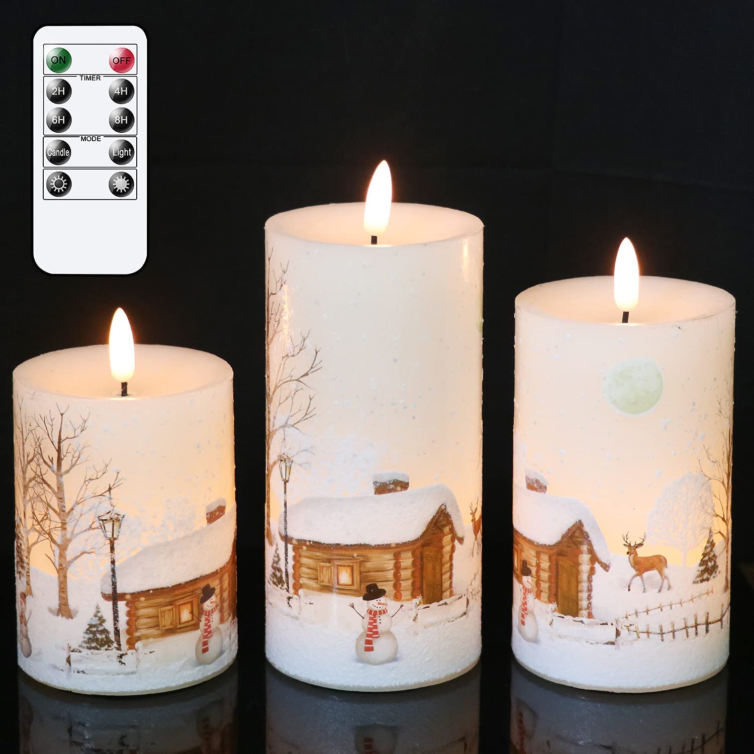 Christmas Flameless LED Flickering Candles Battery Operated with 10Key