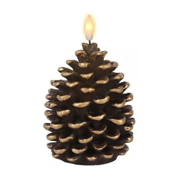 Christmas Flameless Pinecone Candle Battery Operated LED Light Candles for Bedroom Table Decor & Holiday Gifts