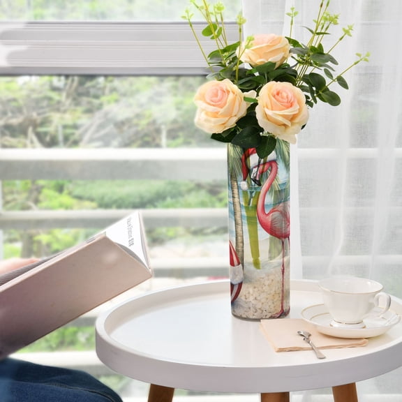 Christmas Flamingo Plastic Vase 11.8'' x 3.9'' Transparent Non Breakable Decorative for Family