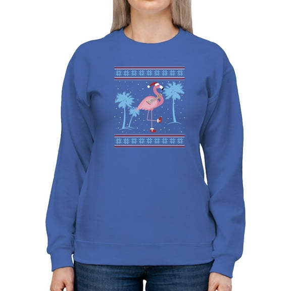 Christmas Flamingo Sweatshirt Women -Smartprints Designs, Female Small