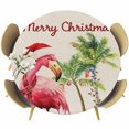 thumbnail image 1 of Christmas Flamingos Table Cloth, Round Fitted Tablecloths with Elastic Edge, Xmas Balls Tree Rustic Wipeable Waterproof Table Cover for Kitchen Wedding 36-44 Inches, 1 of 4