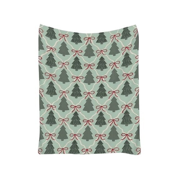 Christmas Flannel Blanket – Double-Sided Plush Throw with Snow Scene & Tree Print, Soft Warm Shawl for Sofa, Bed, or Holiday Gift