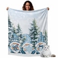 thumbnail image 1 of Christmas Flannel Blanket for Bed,Travel and Camping, Blue Plaid Xmas Gnome Pine Tree Box Snowflakes Super Soft Cozy Blanket for All Seasons 32"x48", 1 of 9