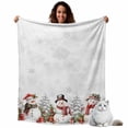 thumbnail image 1 of Christmas Flannel Blanket for Bed,Travel and Camping, Winter Snow Scene Snowflakes Snowman Mistletoe Super Soft Cozy Blanket for All Seasons 30"x40", 1 of 9