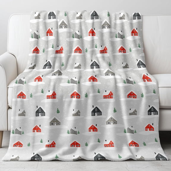 Christmas Flannel Blanket with Snowflake Pattern Winter Plush Fuzzy Warm Blanket for Couch Bed(50x60 Inch)