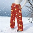 thumbnail image 1 of Christmas Flannel Pajama Pants Women Elastic Waist Holiday Print Wide Leg Lounge Bottoms with Pockets Winter Warm Cozy Sleepwear Pj Pants, 1 of 7