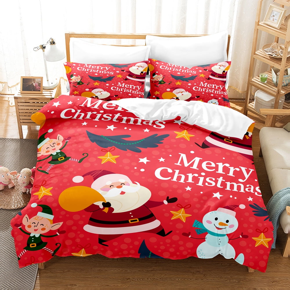 Christmas Flannel Sheet Set Deep Pocket Fitted Sheet, Holiday Sheets Warm Bed Sheets Pre