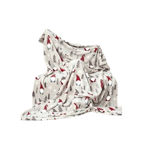 Christmas Flannel Throw Blanket, Soft Holiday Printed Fleece Blanket for Sofa Couch Bed Home Xmas Seasonal Decoration
