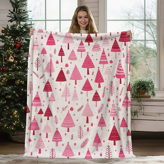 Christmas Flannel Throw Blanket - Super Soft Reversible Holiday Blanket for Couch, Bed, Travel, Gifts | 70x100cm Cozy Winter Plush
