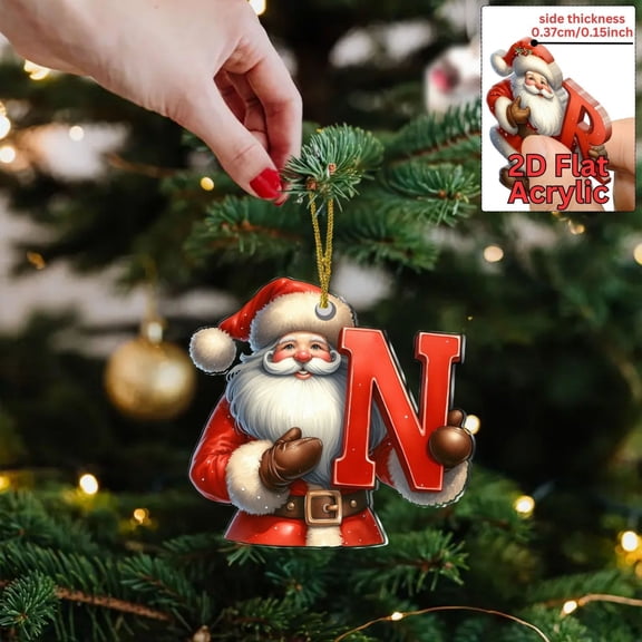 Christmas Flat 2D Letter Ornament for Personalization, Durable Material for Tree and Car Hanging, Easy to Display with String Included, Ideal for Holiday Decor and Gift Giving