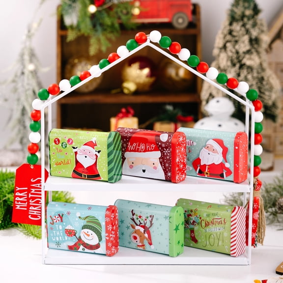 Christmas Flat Hinged Tin Box for Candy and Gift Storage