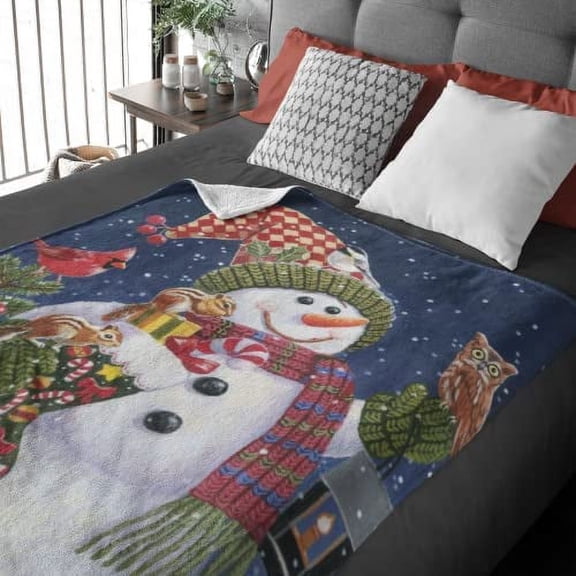 Christmas Fleece Blanket for Bed, 50" x 60" Festive Fleece Throw Blanket for Kids and Adults - Super Soft Plush Snowman Blanket Throw Plush Blanket for Snow Lovers