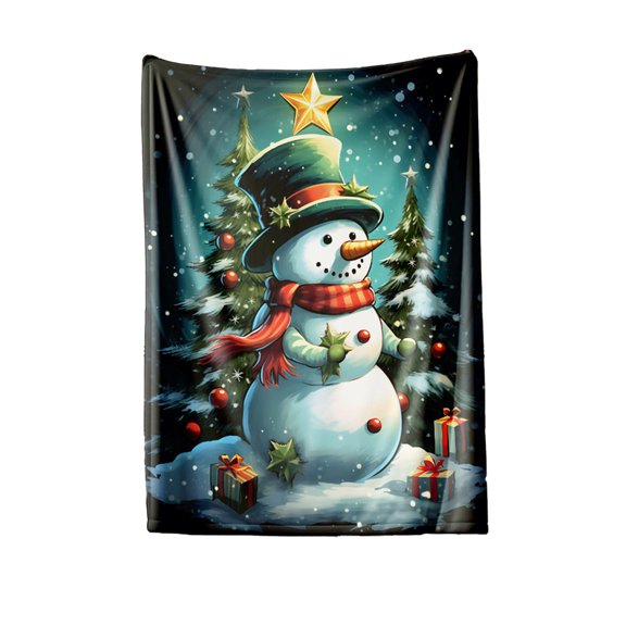 Christmas Fleece Blanket Cute Snowman Blanket Throw 29x39in Vintage Xmas Decorations Fuzzy Plush Throw for Kids Boys Girls Teens