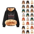 thumbnail image 1 of Christmas Fleece Lined Hoodies for Women 2025 Winter Long Sleeve Thick Graphic Hooded Sweatshirt Pullover Tops, 1 of 3