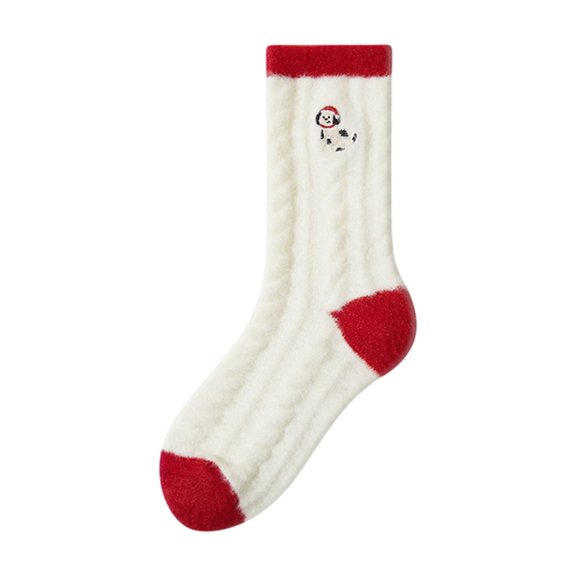 Christmas Fleece Socks for Women – Thick Warm Mid-Calf Socks with Cute Holiday Embroidery – Cozy Winter Floor Socks for Home, Gifts & Daily Wear