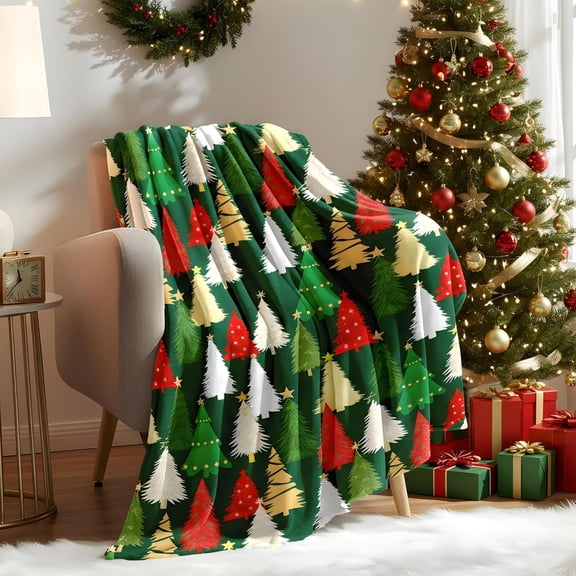 Christmas Fleece Throw Blanket – 300GSM Soft and Cozy Holiday Blanket for Sofa, Bed, Couch – Xmas Decorative Flannel Blanket, W60 x L80in