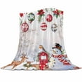 Christmas Fleece Throw Blanket for Couch, Christmas Balls Fir Leaves