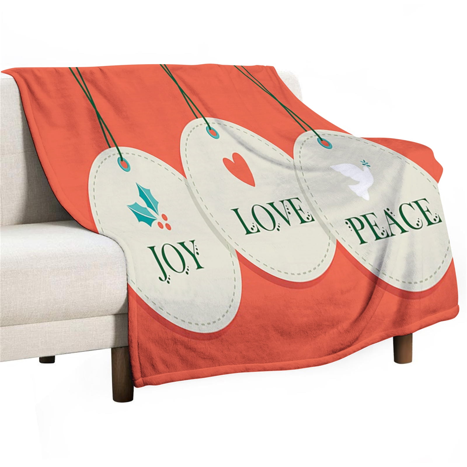 Christmas,Fleece Throw Blanket Ultra Soft Cozy Decorative, Joy Love and