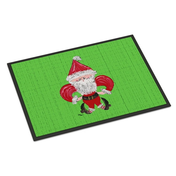 Christmas Fleur de lis Santa Claus Doormat 18x27