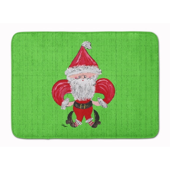 Christmas Fleur de lis Santa Claus Machine Washable Memory Foam Mat