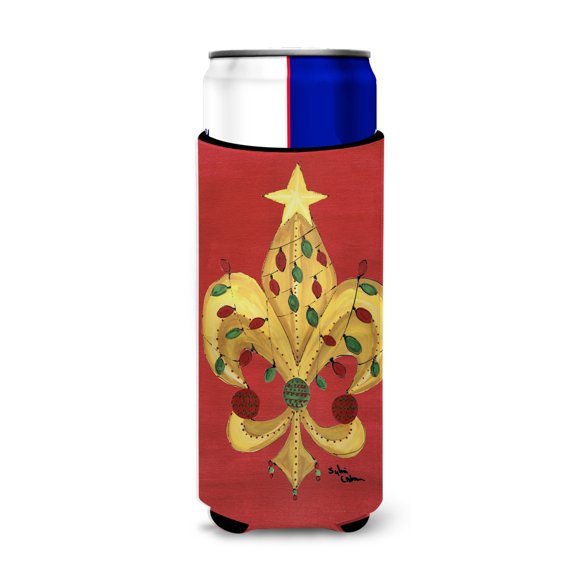Christmas Fleur de lis Tree with lights Ultra Hugger for slim cans