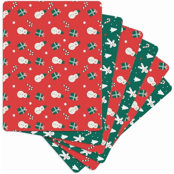 Christmas Flexible Cutting Boards For Kitchen - Non Slip Plastic Cutting Mat boards for kitchen With Food Icons & "EZ-Grip" Back (Set Of 6 Mats) - BPA Free, Dishwasher Safe and Easy To Clean