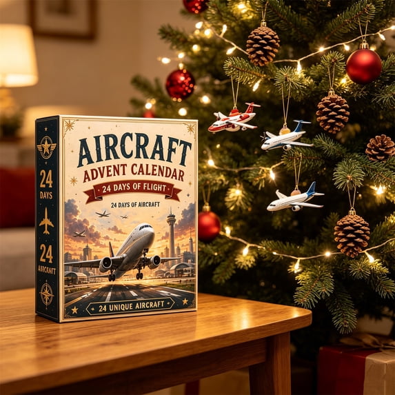 Christmas Flight 24 Day Countdown Calendar, Cute Christmas Flight Advent Calendar for Christmas, Farmhouse Style Countdown Calendar for Holiday