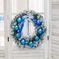thumbnail image 1 of Christmas Flocked Ball Garland, Window Fireplace Decoration, Holiday Indoor Outdoor Festive Decor, Blue and White Winter Scene Accent, 1 of 6