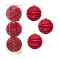 thumbnail image 1 of Christmas Flocked Ball Ornaments – 3pcs 6in Large Suede Texture Red & White Hanging Balls for Christmas Tree Decorations and Holiday Displays, 1 of 5