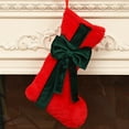 thumbnail image 1 of Christmas Flocked Fabric Stocking with Velvet Bow, Elegant Fireplace Wall Hanging Decor, Festive Gift Bag for Holiday Ambiance, Sophisticated Christmas Decorations, 1 of 6