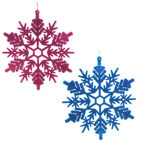 Christmas Flocked Snowflakes Plastic Retro Snow Wh0119 Purple/Blue