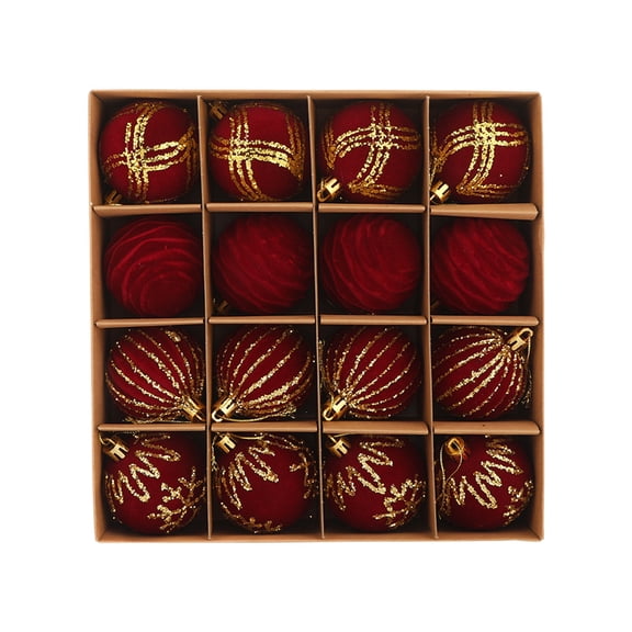 Christmas Flocking Hanging Balls – Painted Holiday Ornaments, Red Color, 9.45in, Ideal for Christmas Tree, Wreaths, Garlands, and Table Centerpieces