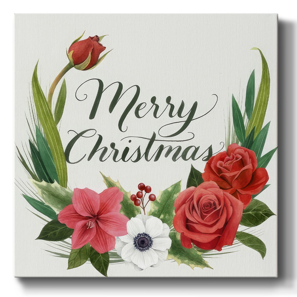 Christmas Flora Wreath I- Gallery Wrapped Canvas
